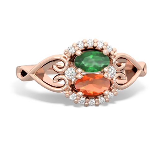 emerald-fire opal antique keepsake ring