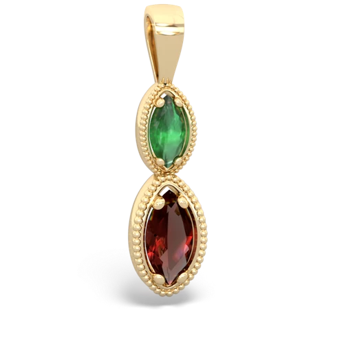 emerald-garnet antique milgrain pendant