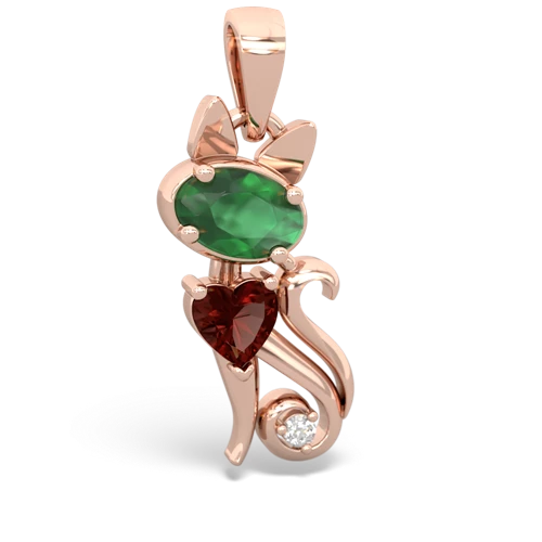 emerald-garnet kitten pendant