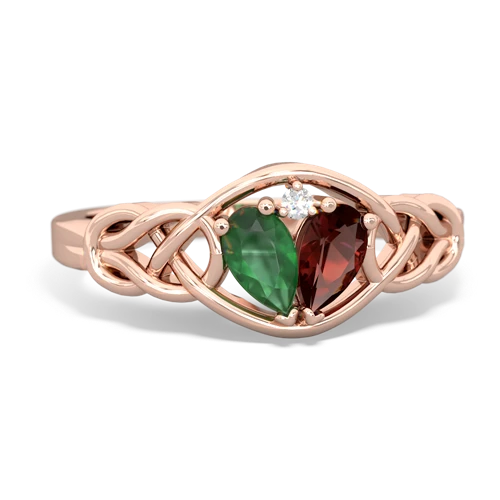 emerald-garnet celtic knot ring