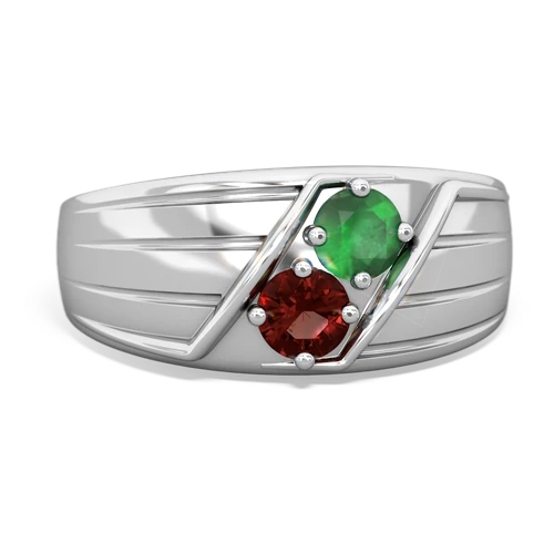 emerald-garnet mens ring