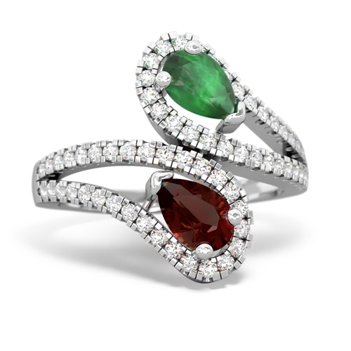 emerald-garnet pave swirls ring