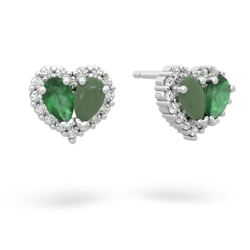 emerald-jade halo-heart earrings