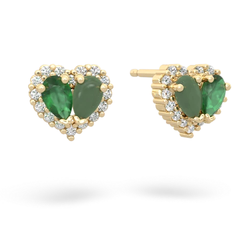 emerald-jade halo-heart earrings