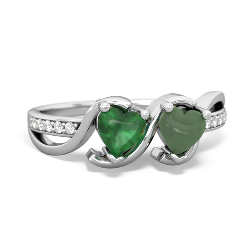 emerald-jade double heart ring