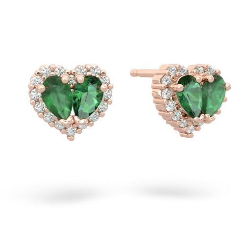 emerald-lab emerald halo-heart earrings