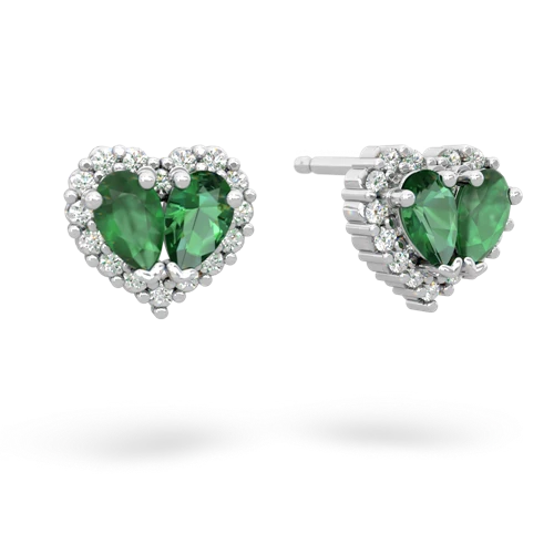 emerald-lab emerald halo-heart earrings