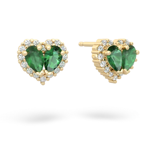 emerald-lab emerald halo-heart earrings