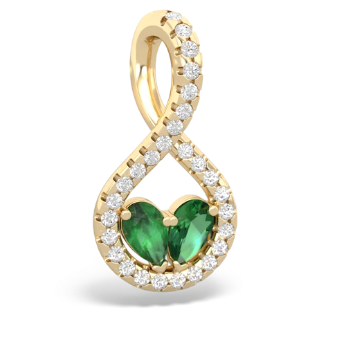 emerald-lab emerald pave twist pendant