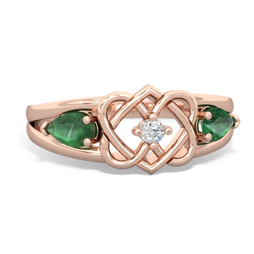 emerald-lab emerald double heart ring