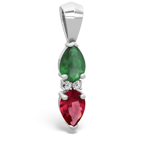 emerald-lab ruby bowtie pendant