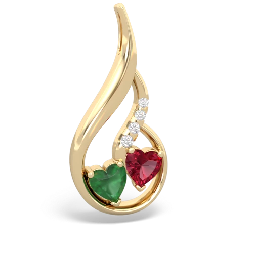 emerald-lab ruby keepsake swirl pendant