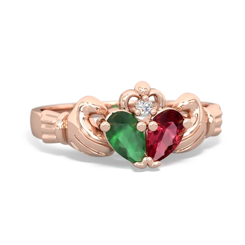 emerald-lab ruby claddagh ring