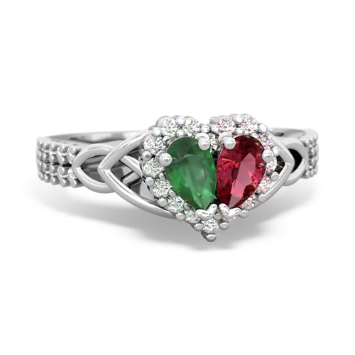 emerald-lab ruby keepsake engagement ring