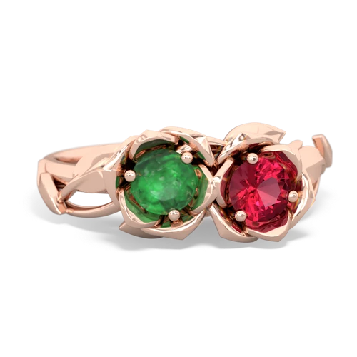 emerald-lab ruby roses ring