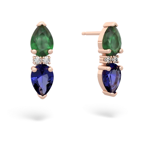 emerald-lab sapphire bowtie earrings