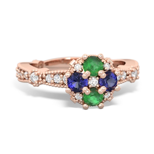 emerald-lab sapphire art deco engagement ring