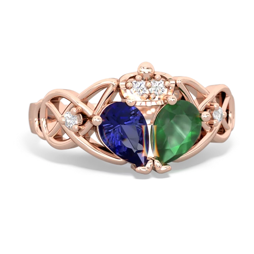 emerald-lab sapphire claddagh ring