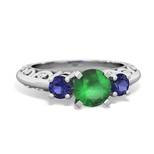 emerald-lab sapphire engagement ring