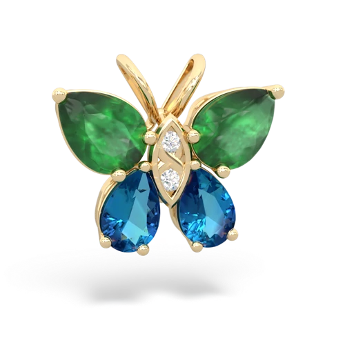 emerald-london topaz butterfly pendant