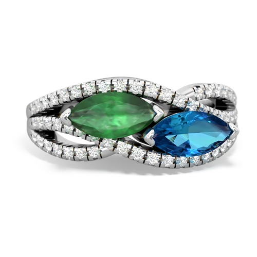 emerald-london topaz double heart ring