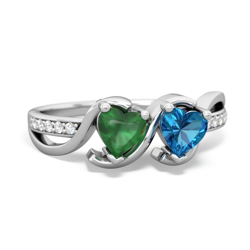 emerald-london topaz double heart ring