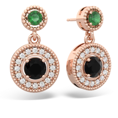 emerald-onyx halo earrings