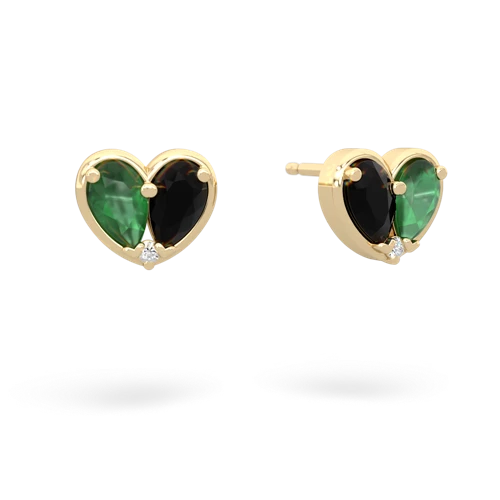 emerald-onyx one heart earrings