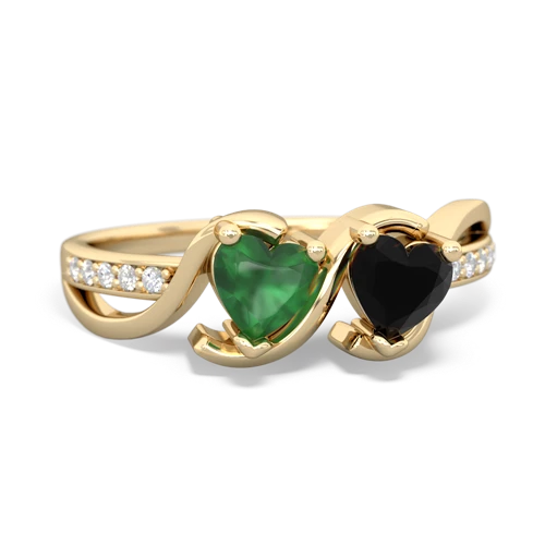 emerald-onyx double heart ring