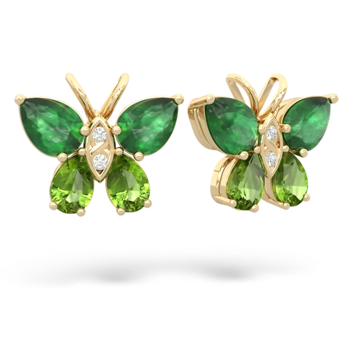 emerald-peridot butterfly earrings