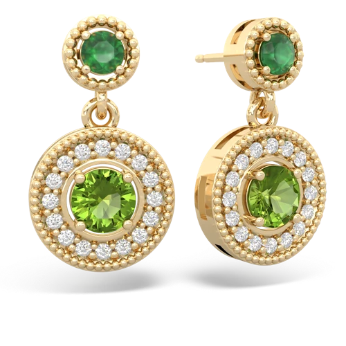 emerald-peridot halo earrings