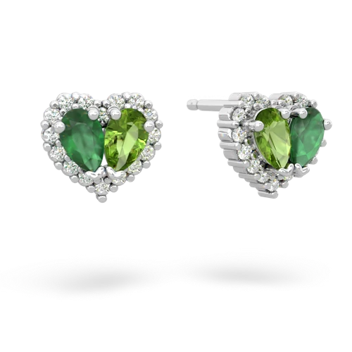 emerald-peridot halo-heart earrings