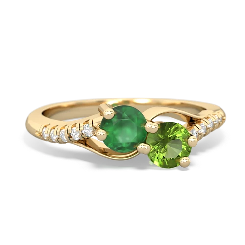 emerald-peridot two stone infinity ring