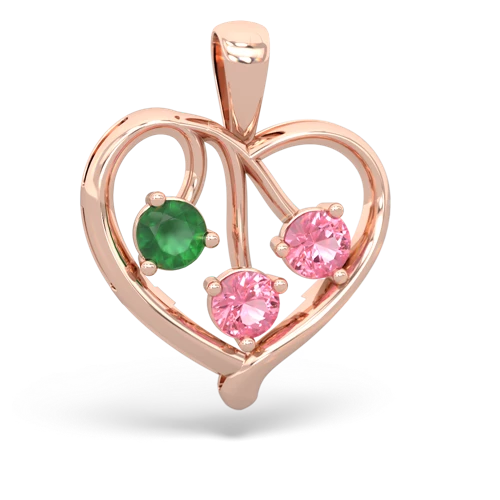 emerald-pink sapphire love heart pendant