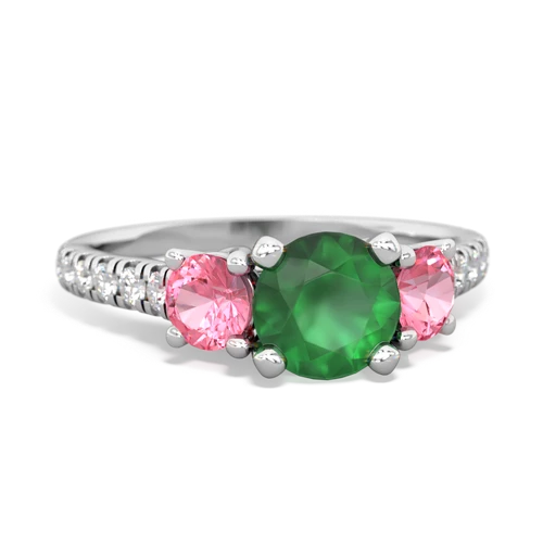 emerald-pink sapphire trellis pave ring