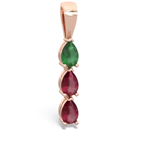 emerald-ruby three stone pendant