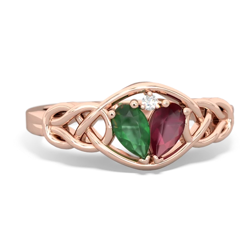 emerald-ruby celtic knot ring