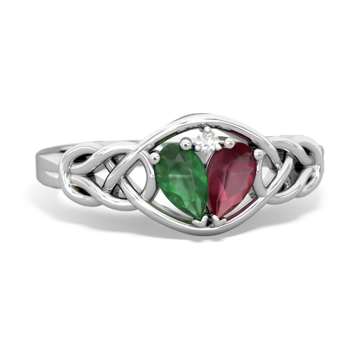 emerald-ruby celtic knot ring