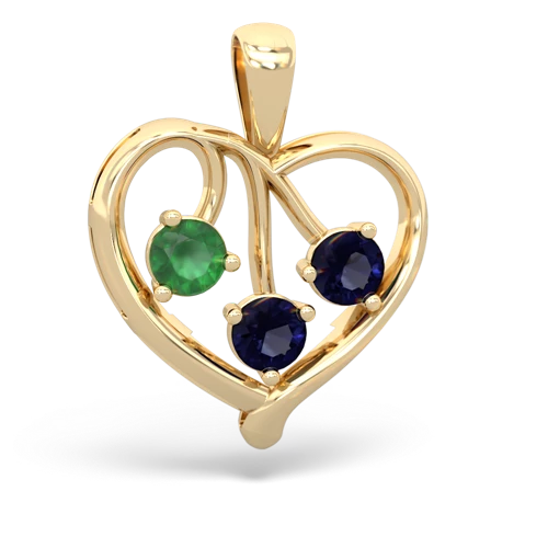 emerald-sapphire love heart pendant