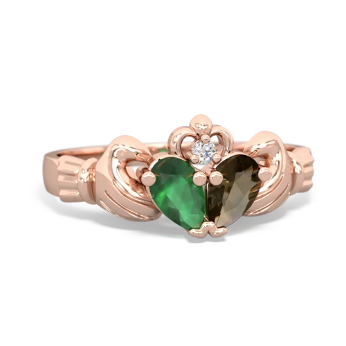 emerald-smoky quartz claddagh ring