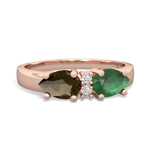 emerald-smoky quartz timeless ring