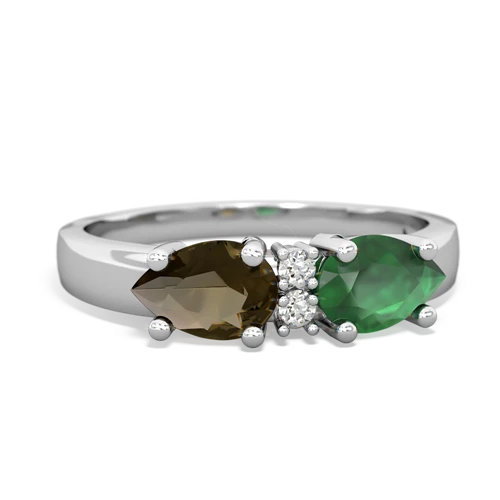 emerald-smoky quartz timeless ring