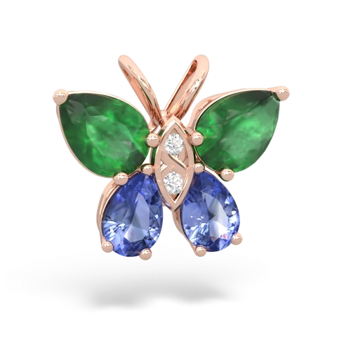 emerald-tanzanite butterfly pendant