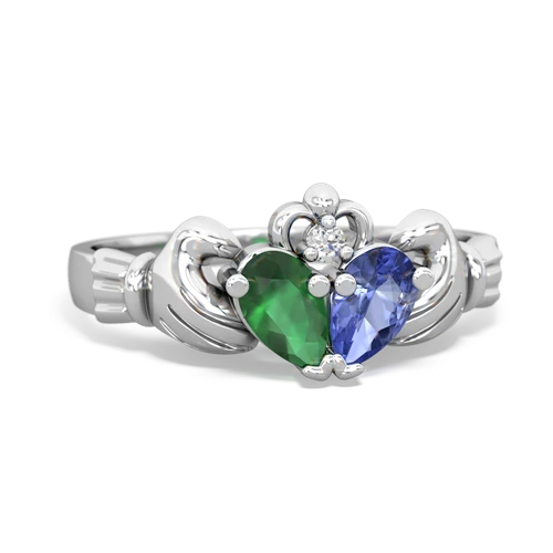 emerald-tanzanite claddagh ring