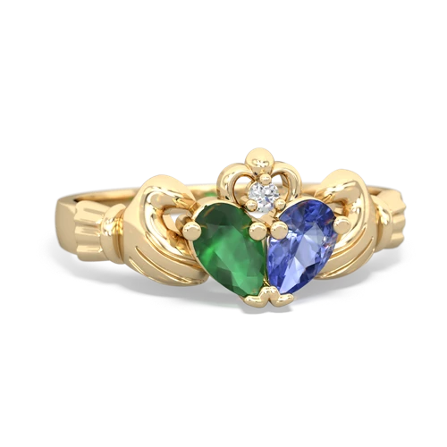 emerald-tanzanite claddagh ring