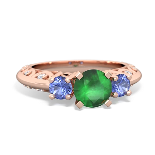 emerald-tanzanite engagement ring