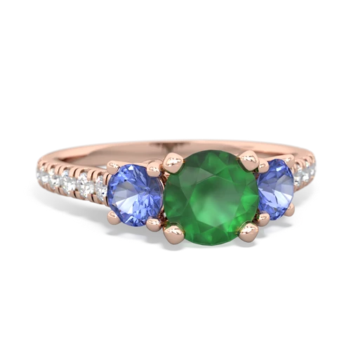 emerald-tanzanite trellis pave ring