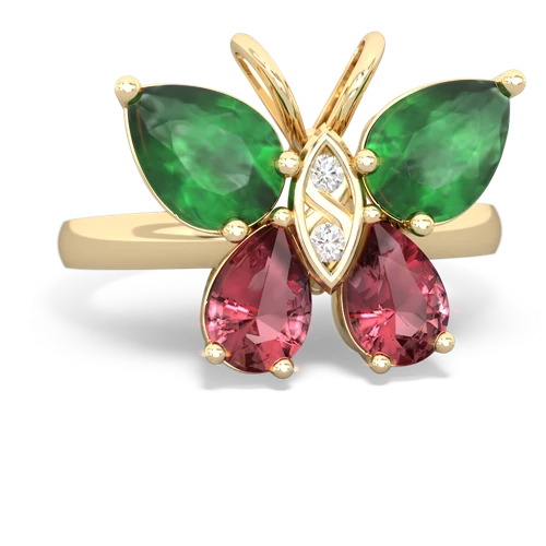 emerald-tourmaline butterfly ring