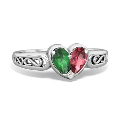 emerald-tourmaline filligree ring