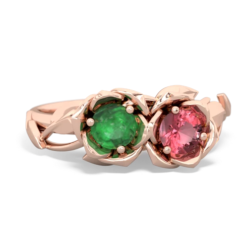 emerald-tourmaline roses ring